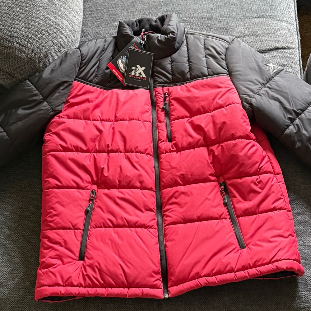 Men’s ZeroXposur Red and Black Puffer Jacket Insulated Quilted Design